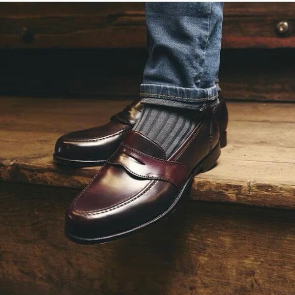 All Leather Burgundy Penny Loafers Made in the USA Size 8.5 - Picture 1 of 9